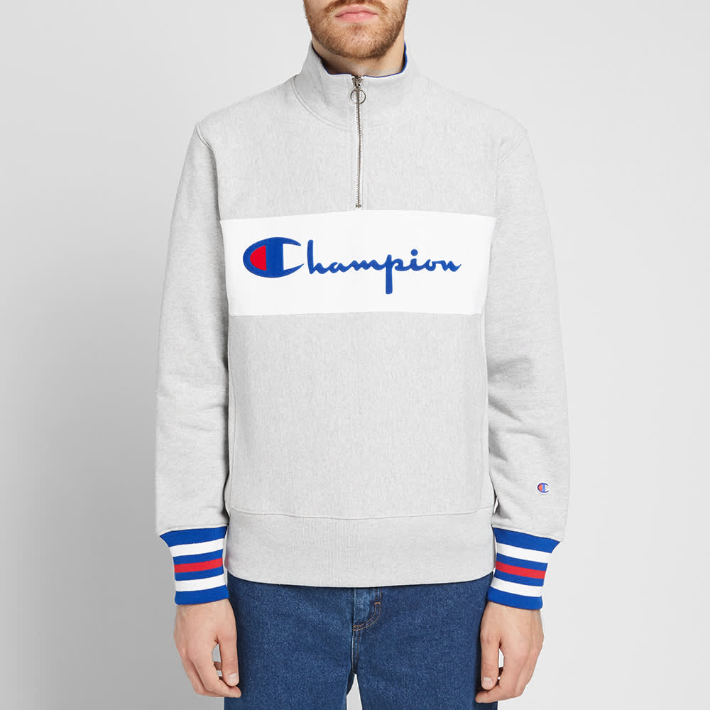 champion all over script half zip pullover hoodie
