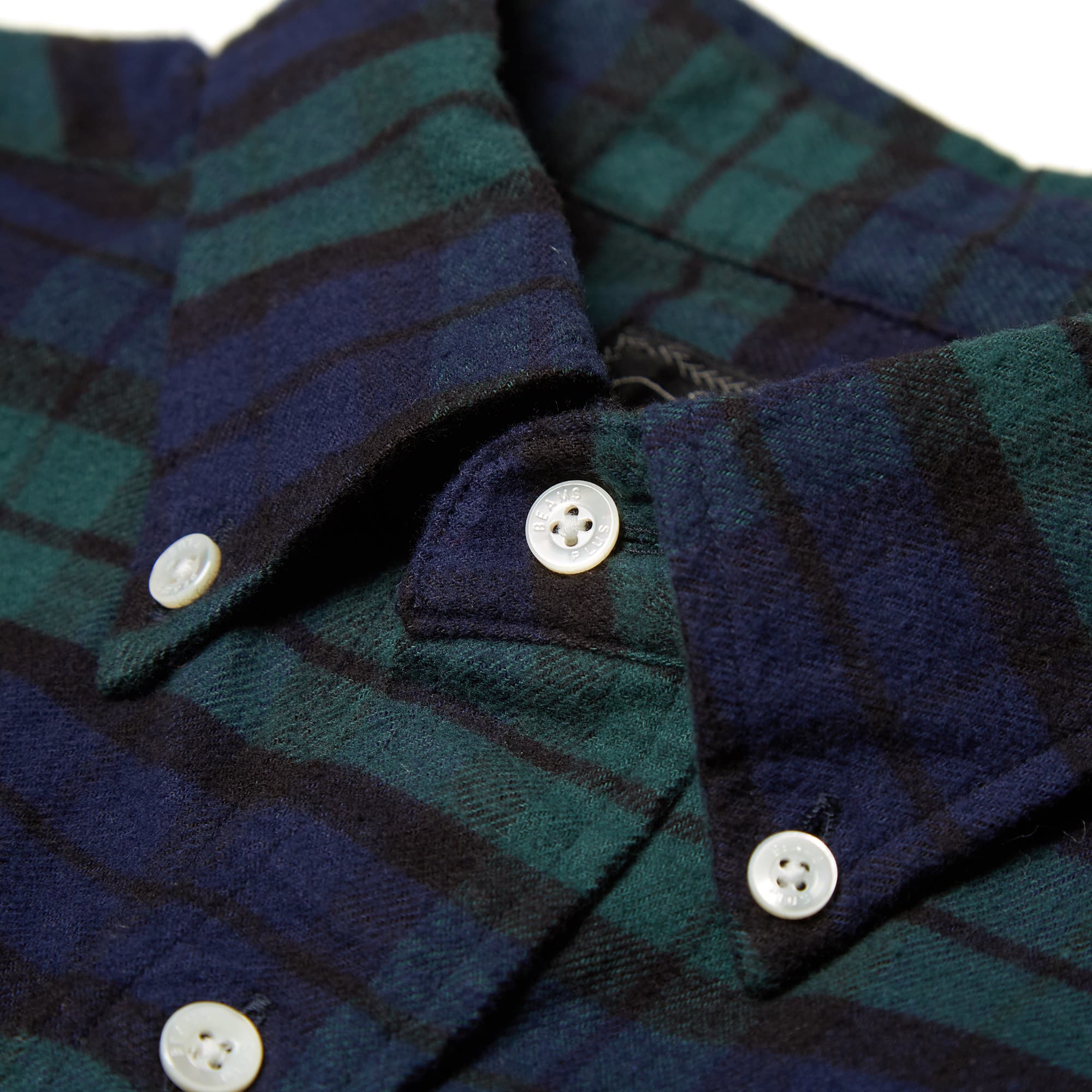 Beams Plus Button Down Flannel Shirt Black Watch END. (ES)