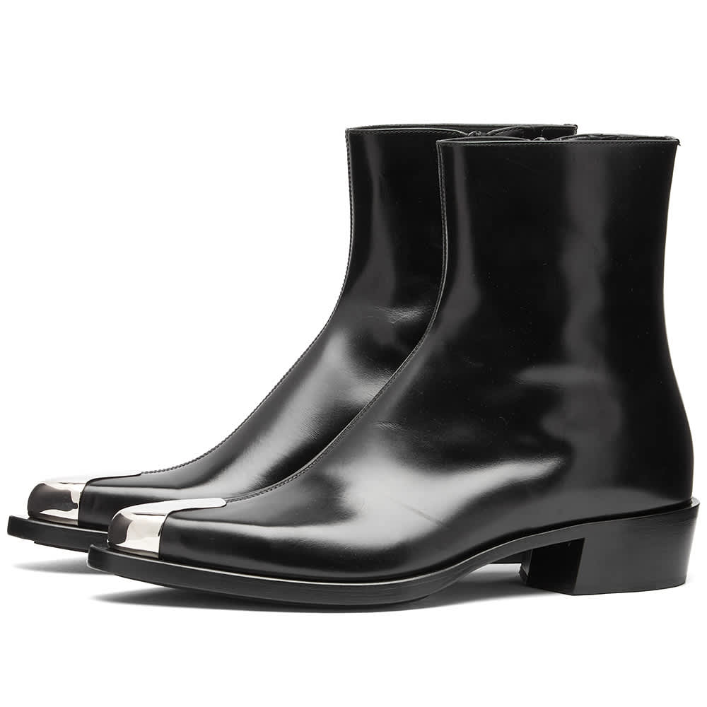 Alexander McQueen Metal Toe Cap Chelsea Boot Black & Silver | END. (DE)