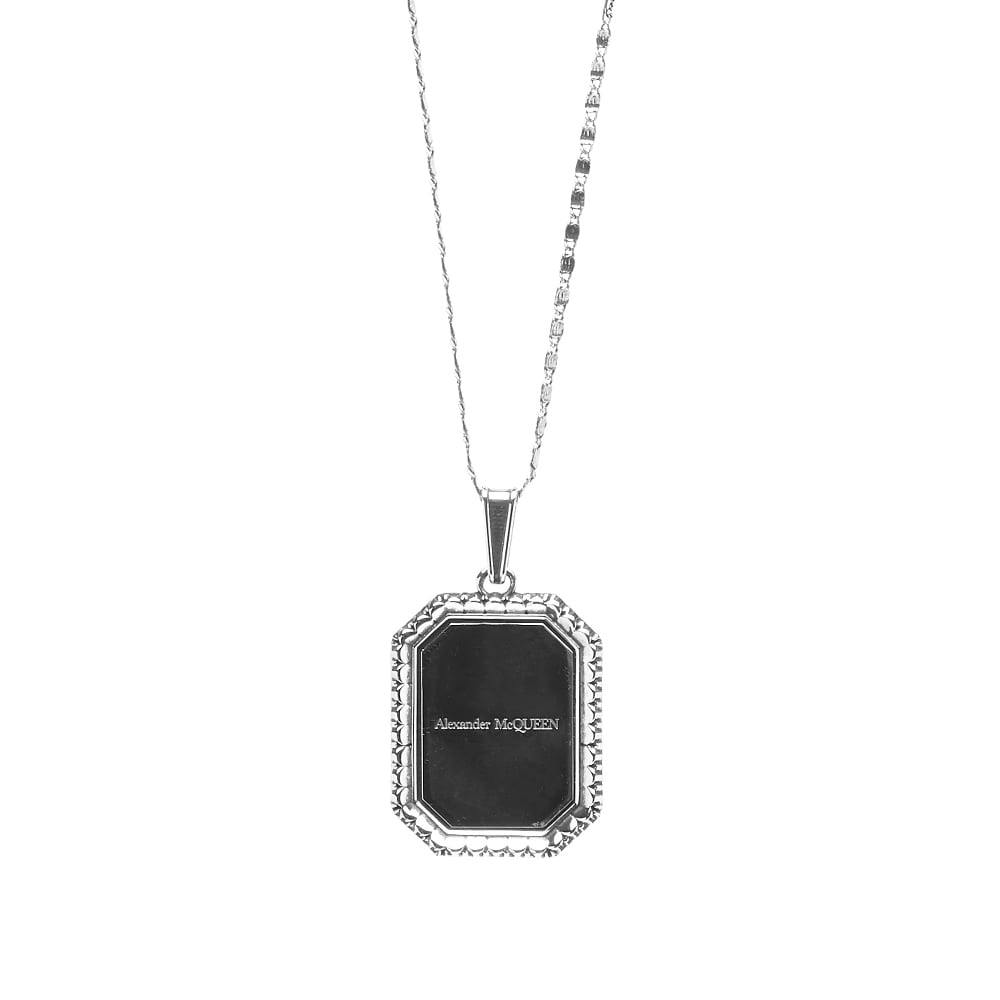 Alexander McQueen Rectangular Medallion Pendant Necklace Silver END. (KR)