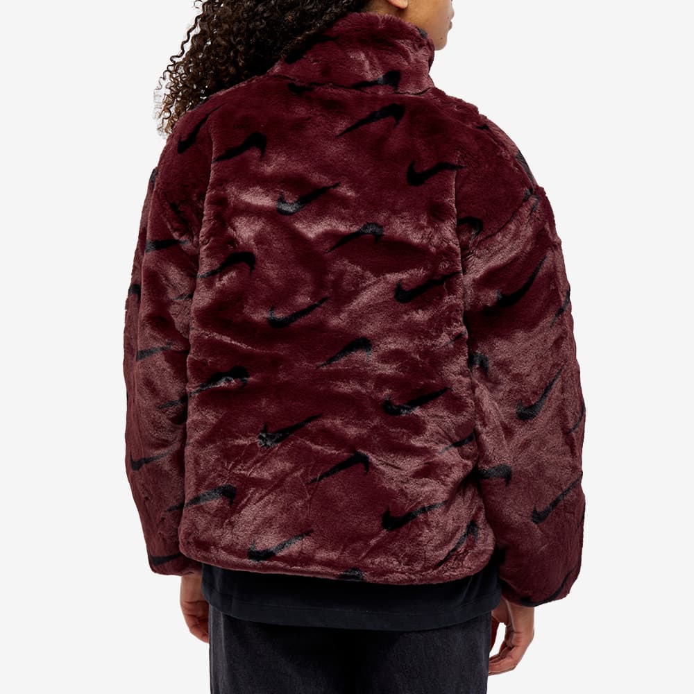 Nike Faux Fur AOP Swoosh Jacket Burgundy Crush & Black END. (NZ)