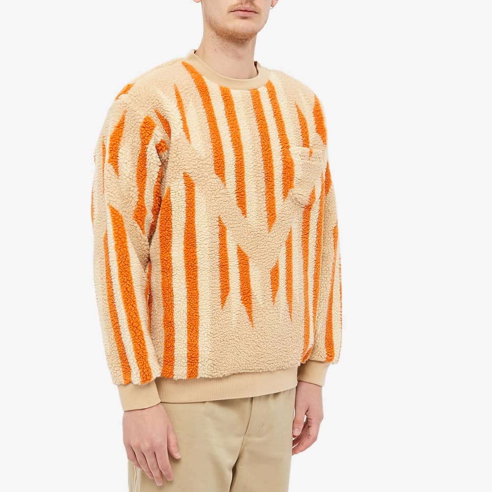 Beams Plus Native Rag Pattern Boa Fleece Crew Sweat Beige | END. (SG)