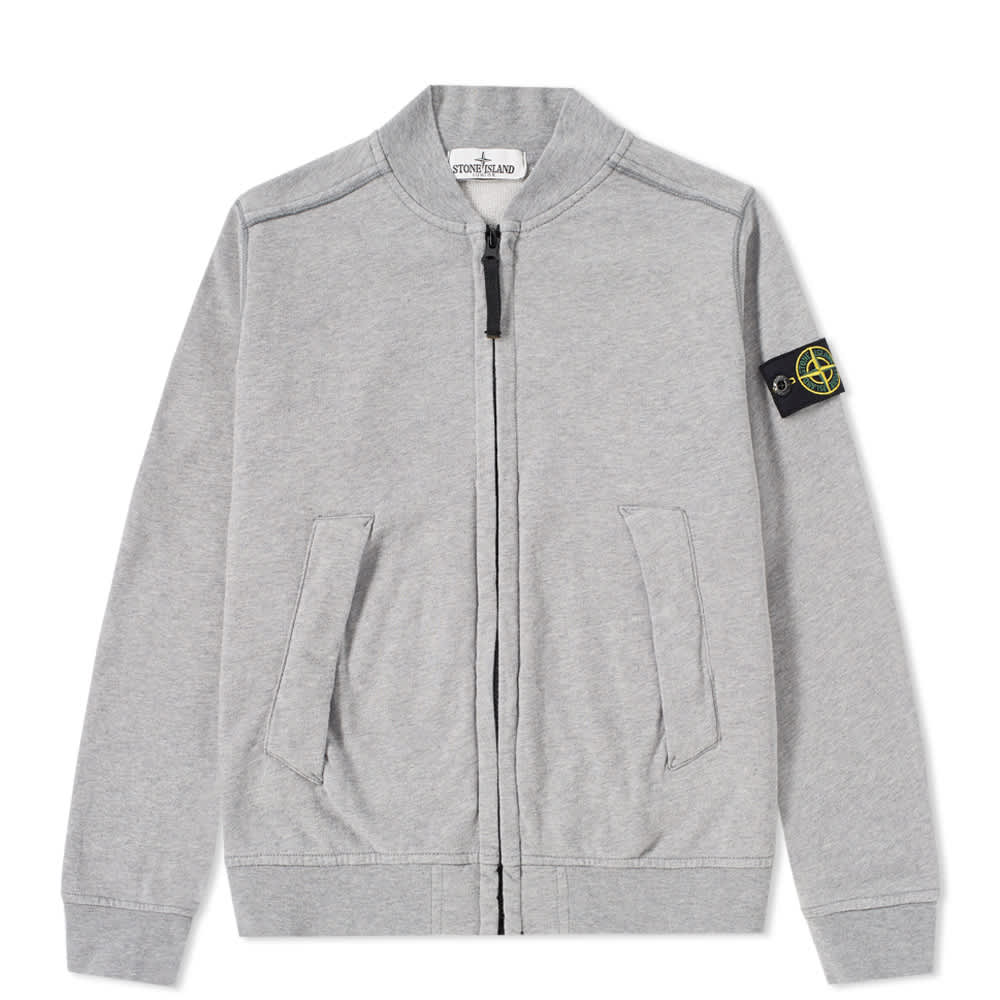Stone Island Junior Garment Dyed Zip Bomber Jacket Grey Marl END. (US)