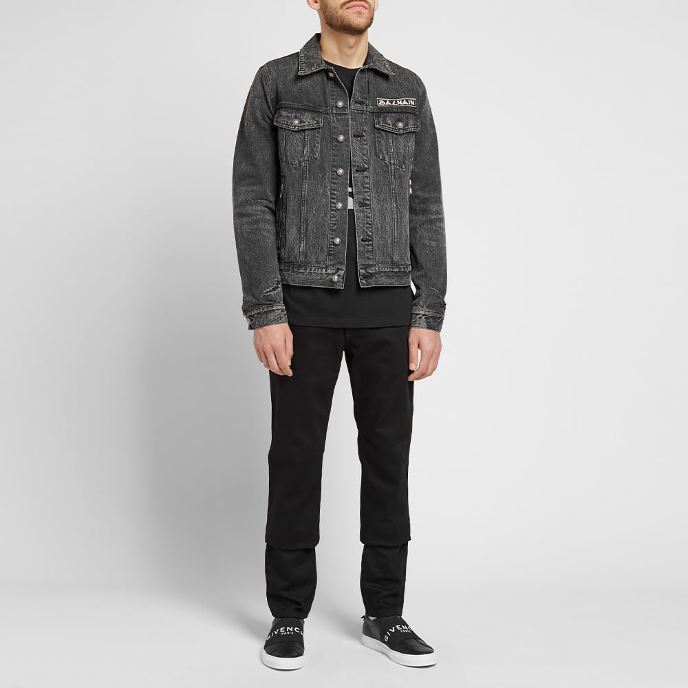 Balmain Signature Patch Denim Jacket Black END.