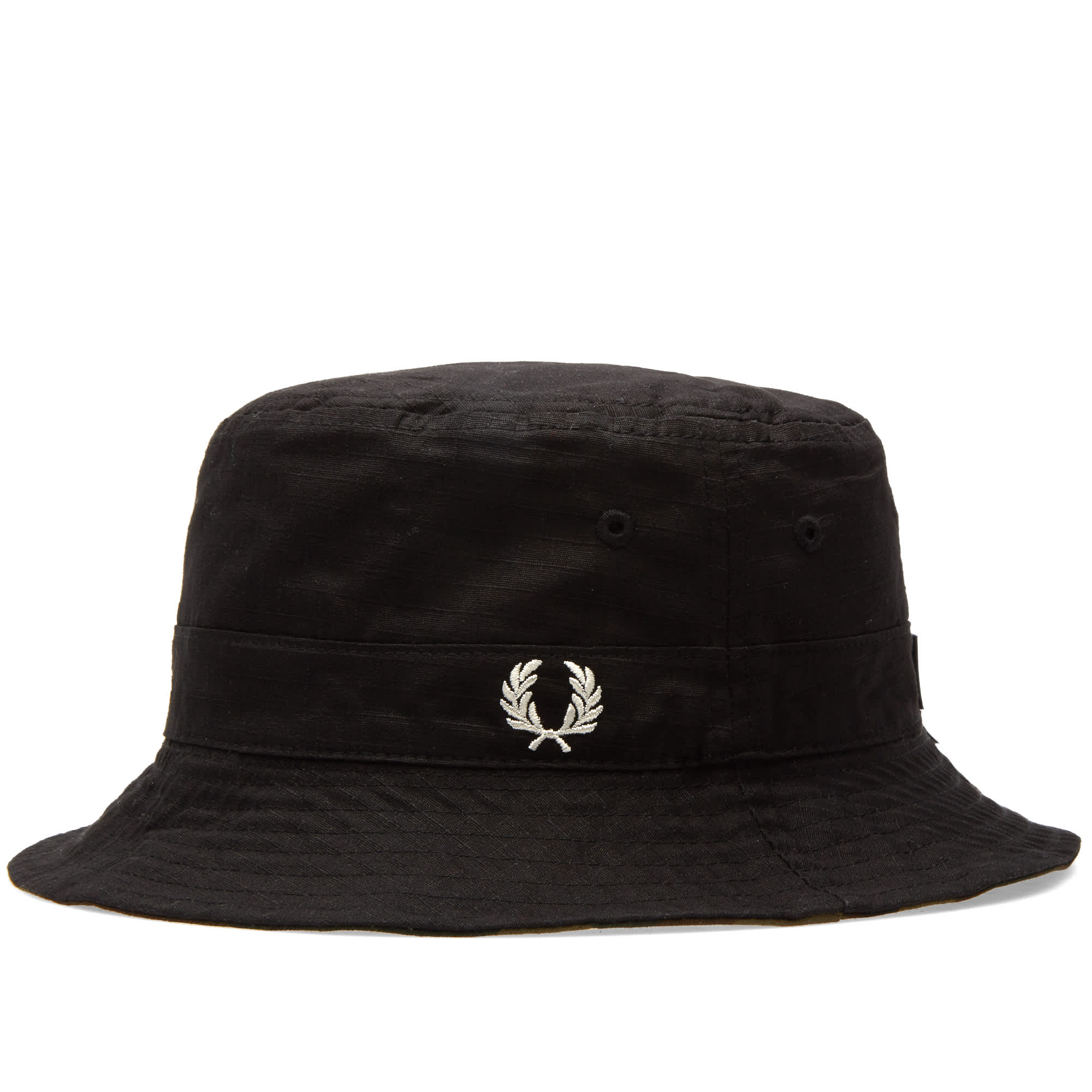 Fred Perry Ripstop Reversible Bucket Hat Camo & Black END. (Global)