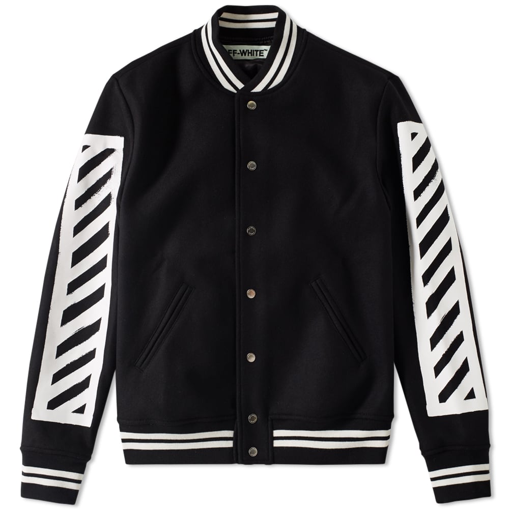 black off white varsity jacket