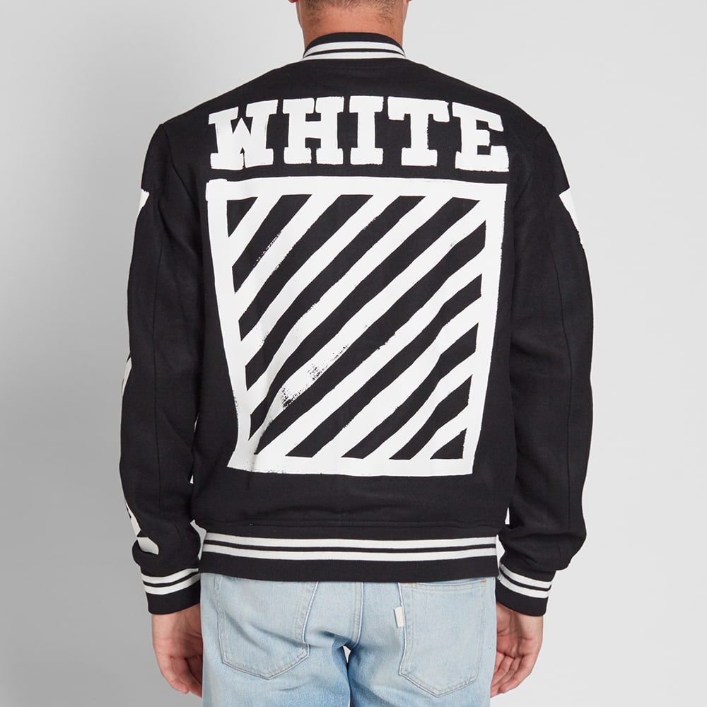 Off-White Brushed Diagonals Varsity Jacket Black | END.