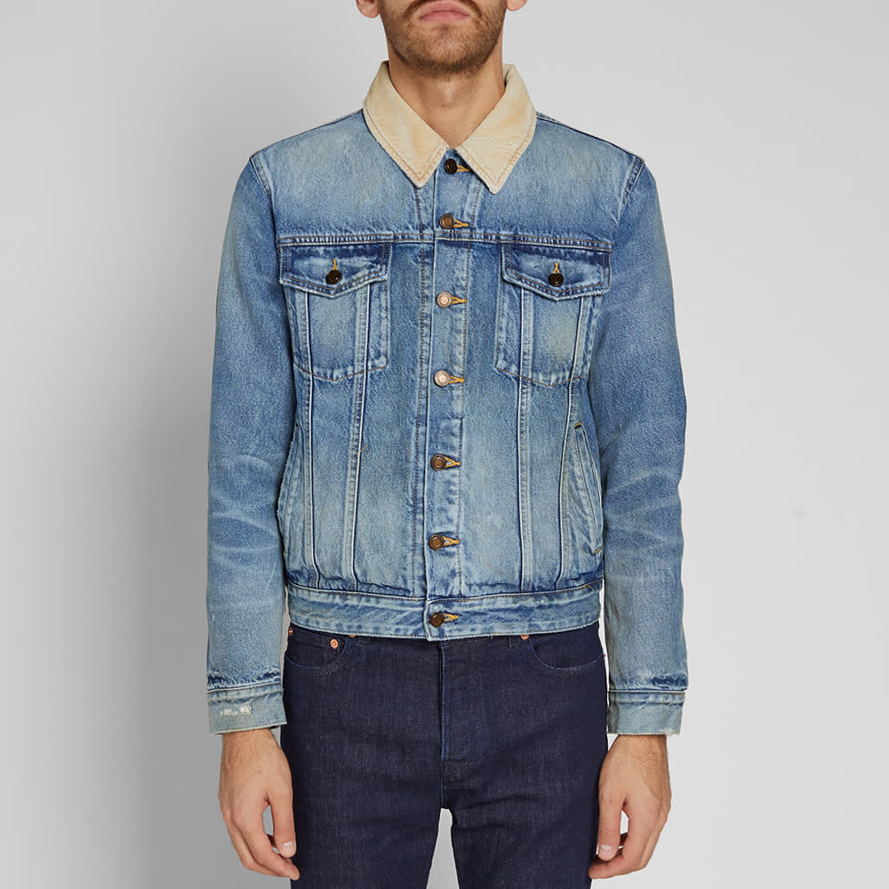 Saint Laurent Corduroy Collar Denim Jacket Blue | END.