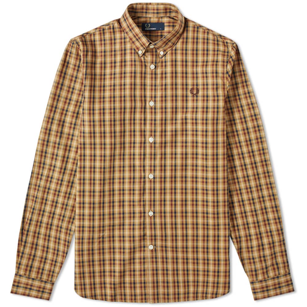 fred perry checked long sleeve shirt