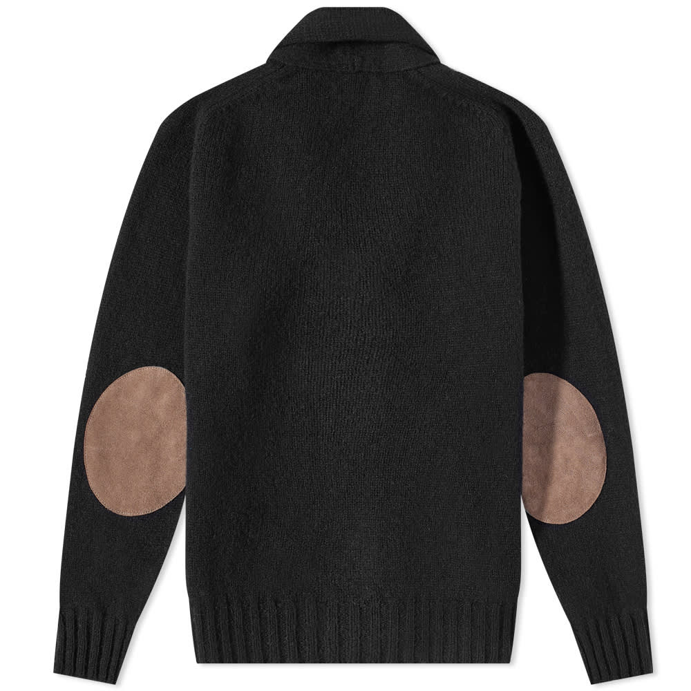 Jamieson's of Shetland Elbow Patch Shawl Collar Cardigan Black END. (US)