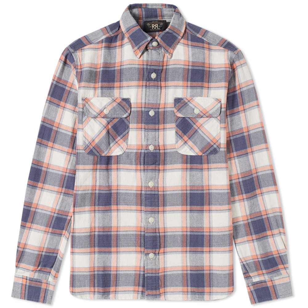 RRL Matlock Work Shirt Cream & Blue Plaid | END.