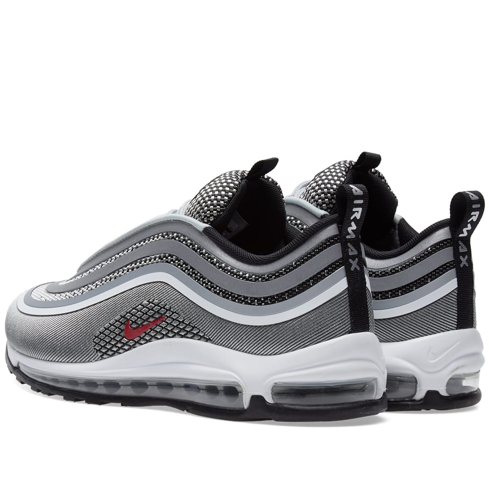 silver and red air max 97