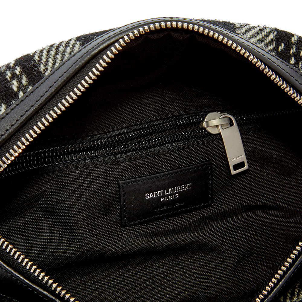 Saint Laurent City Pouch Flannel CrossBody Bag OffWhite & Black