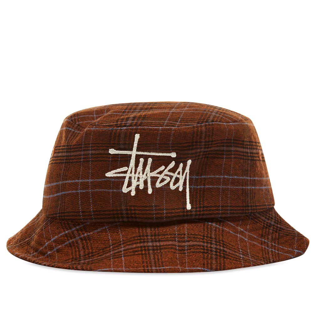 Stussy Big Logo Plaid Bucket Hat Brown END. (US)
