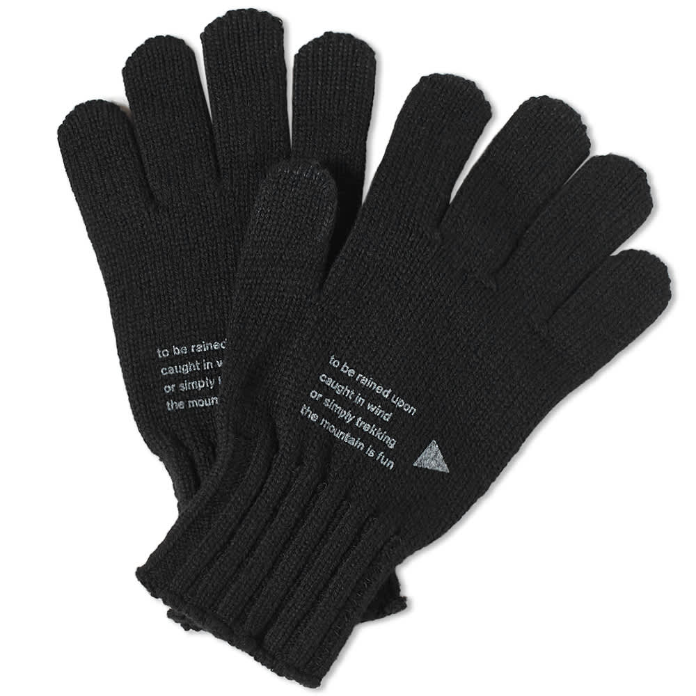and wander Wool Knit Gloves Black END. (SG)