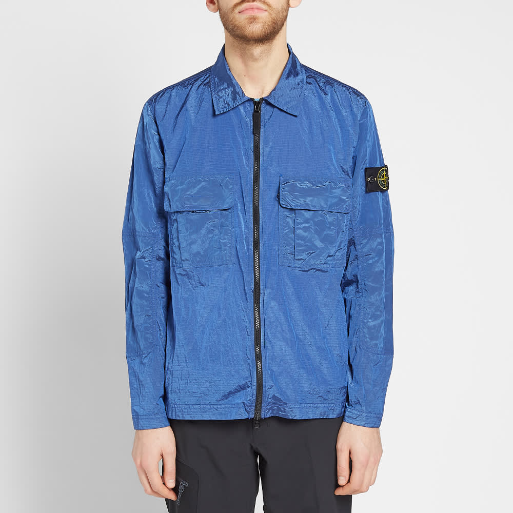 blue nylon stone island overshirt