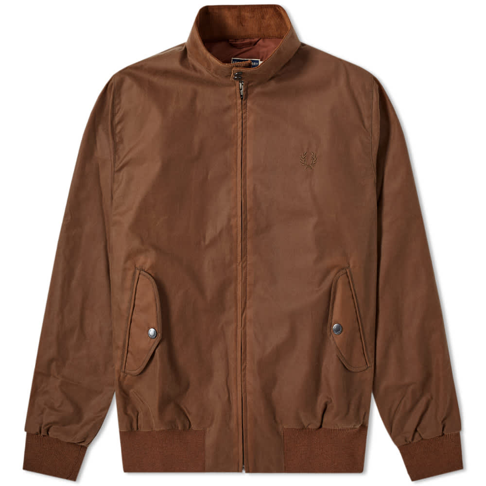 Fred Perry Reissues Made in England Waxed Harrington Jacket Tobacco