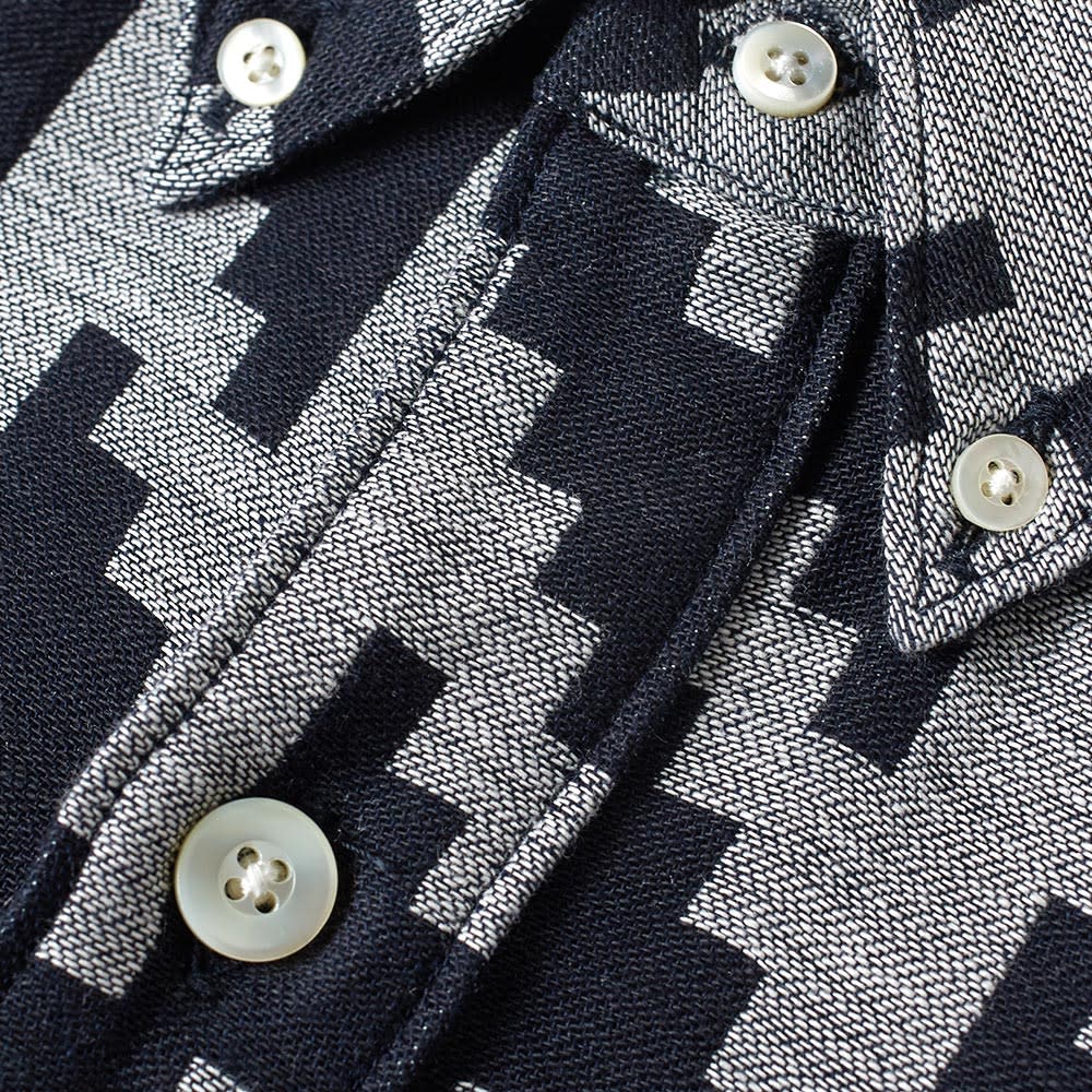 navy and white button down