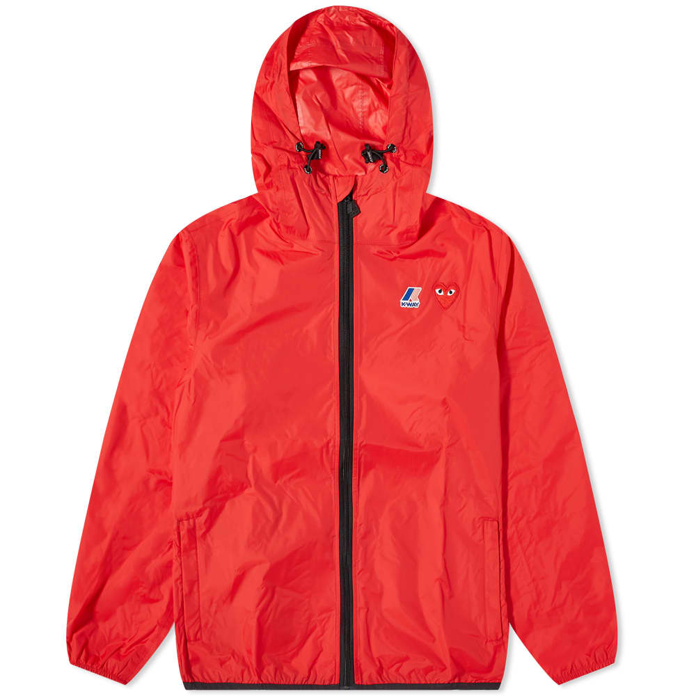 Comme des Garcons Play x KWay Full Zip Packable Jacket Red END. Comme des Garcons Play x KWay Full Zip Packable Jacket Red END.