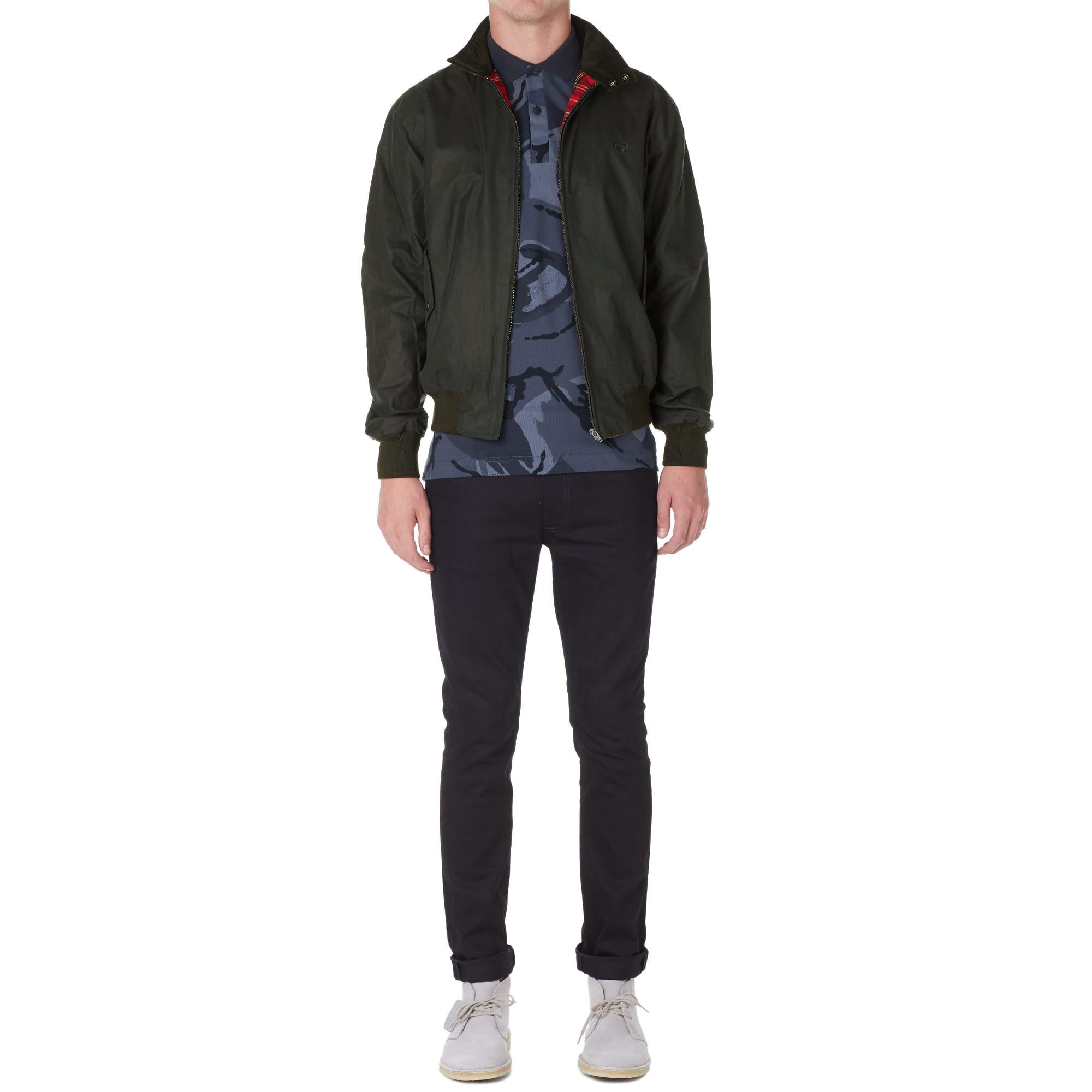 Fred Perry Waxed Cotton Harrington Jacket Hunting Green END. (US)