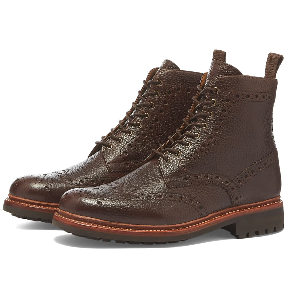 Grenson Fred Brogue Boot Dark Brown Natural Grain END.