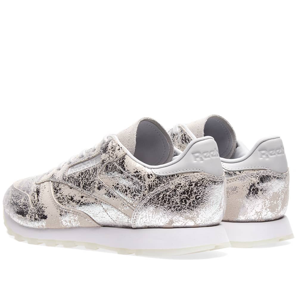reebok classic white silver metallic