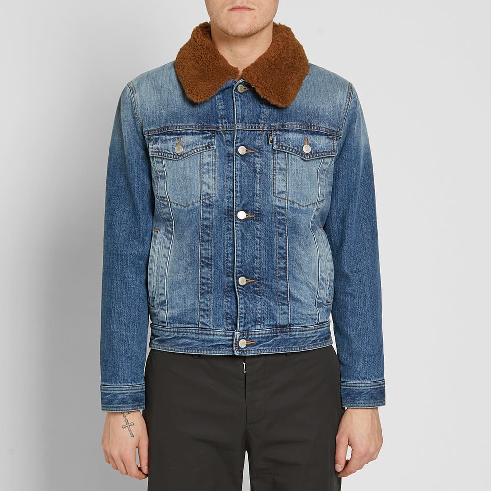 AMI Wool Collar Denim Jacket Used Blue END.