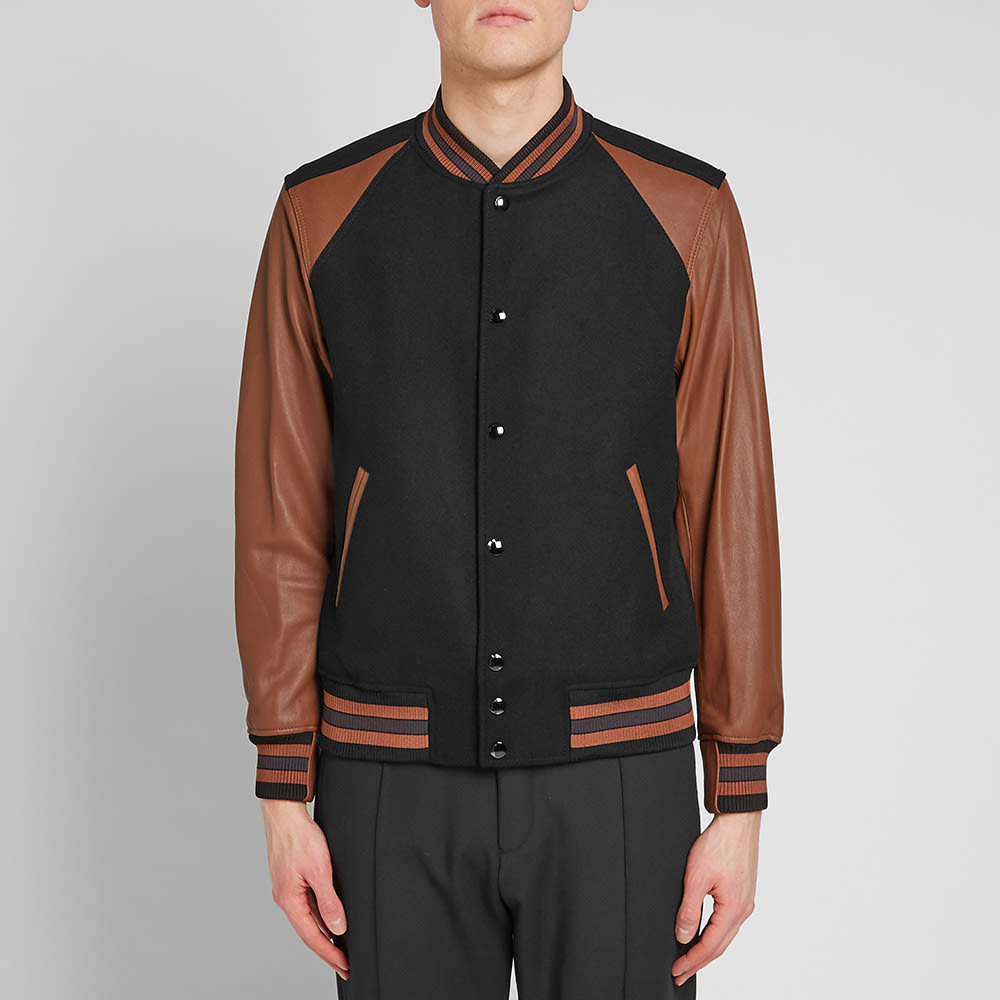 Coach Wool & Leather Varsity Jacket Black & Dark Teak END. (Global)