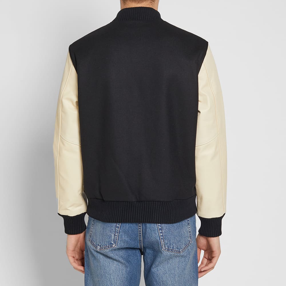 black off white varsity jacket