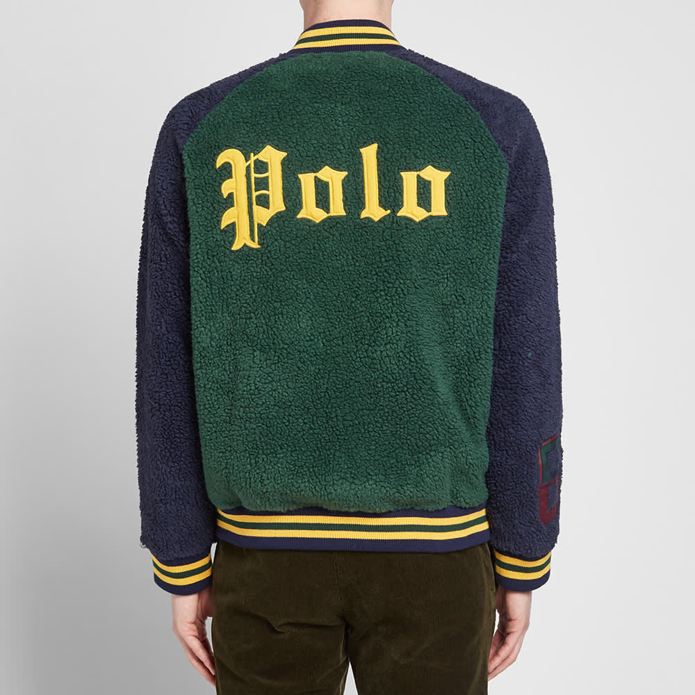 Polo Ralph Lauren Heavy Fleece Sherpa Varsity Jacket College Green
