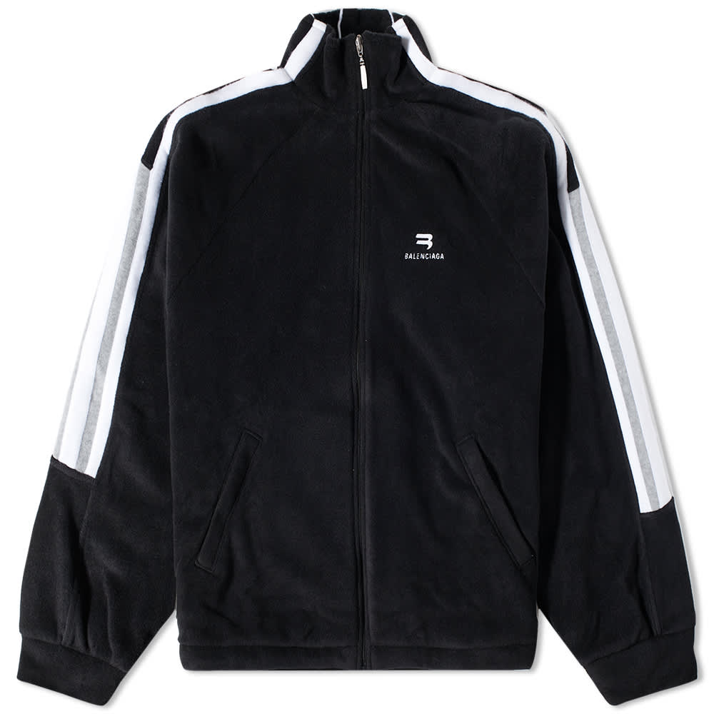 Balenciaga Sporty Fleece Oversized Track Jacket Black, Grey & White