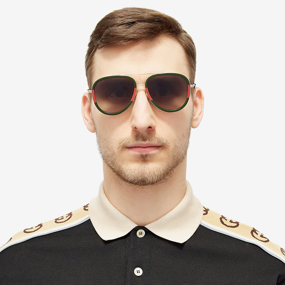 gucci aviator sunglasses green and red