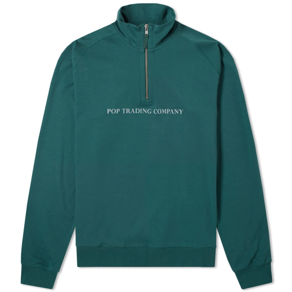 Pop Trading Company Logo Half Zip Sweat Sports Green END. (NZ)