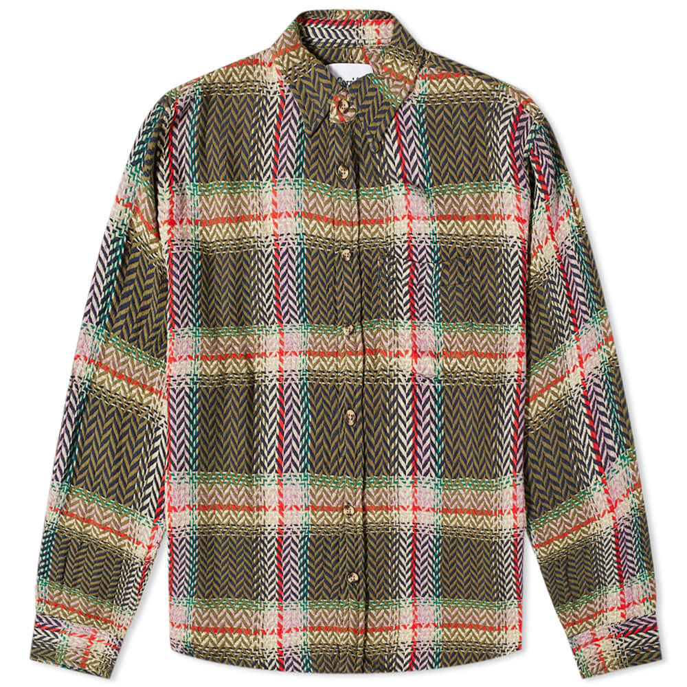 Corridor Acid Plaid Shirt Moss END. (CA)