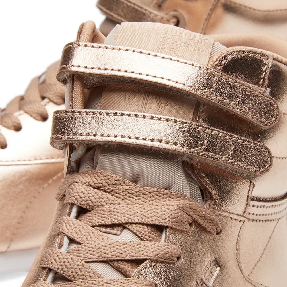 reebok freestyle hi metallic rose gold
