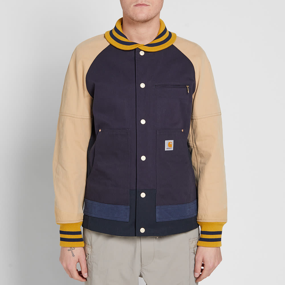 Junya Watanabe MAN x Carhartt Varsity Jacket Navy & Beige END. (US)