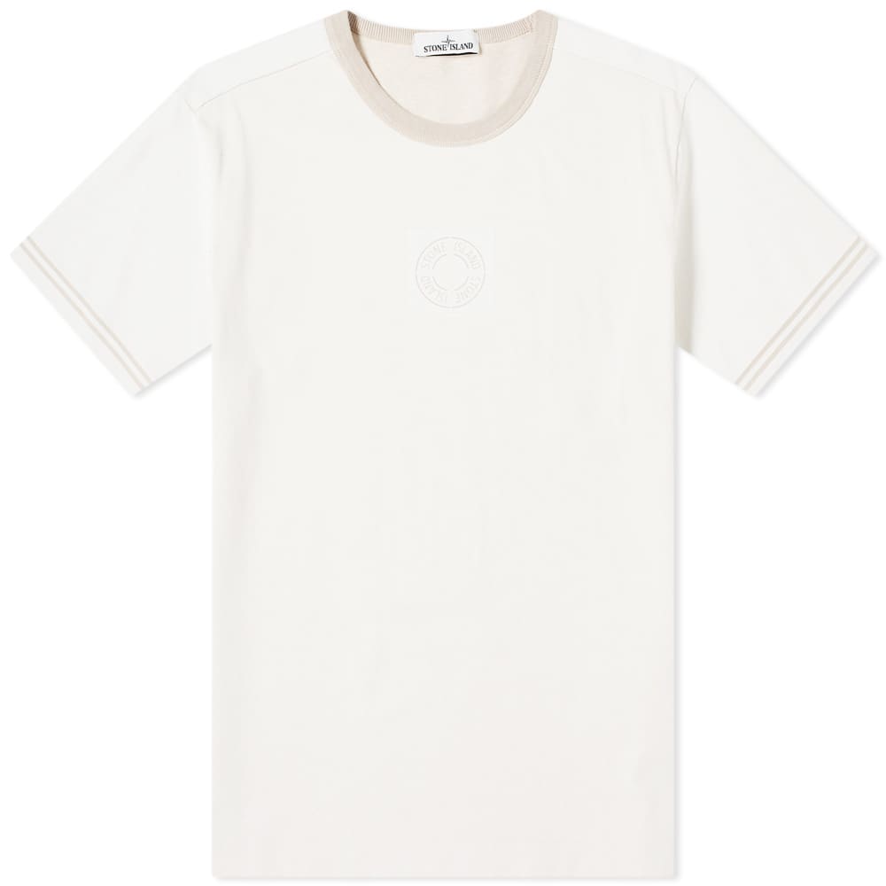Stone Island Tela Plated Chalk Logo Tee Off White END. (US)