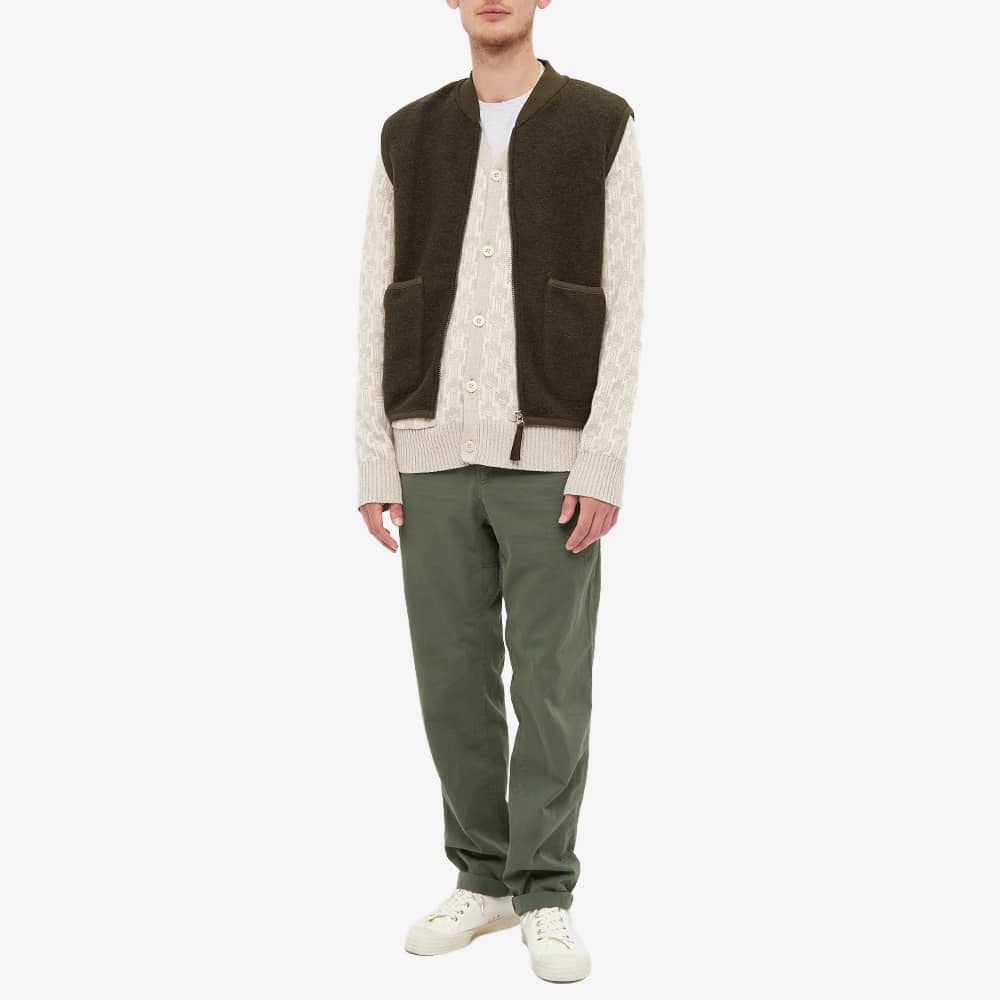 Universal Works Wool Fleece Zip Waistcoat Olive END. (IE)