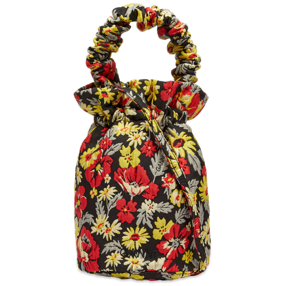 GANNI Occasion Ruched Top Handle Bag Meadow Black END. (KR)