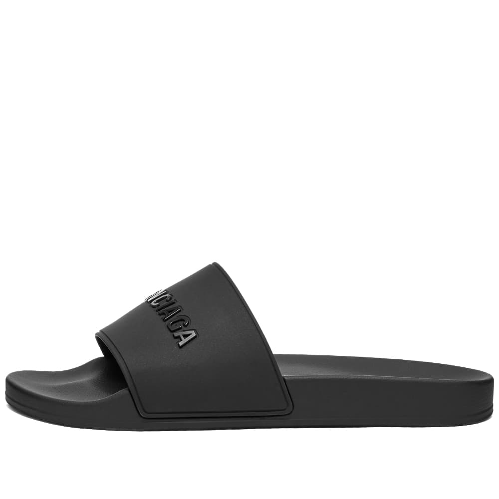 Balenciaga Rubber Logo Pool Slide Black END.