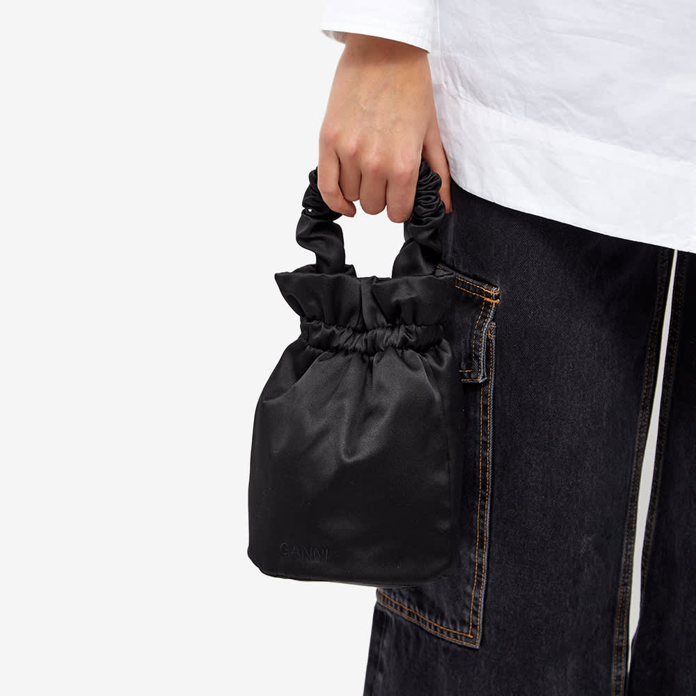 GANNI Occasion Ruched Top Handle Bag Black END. (NZ)