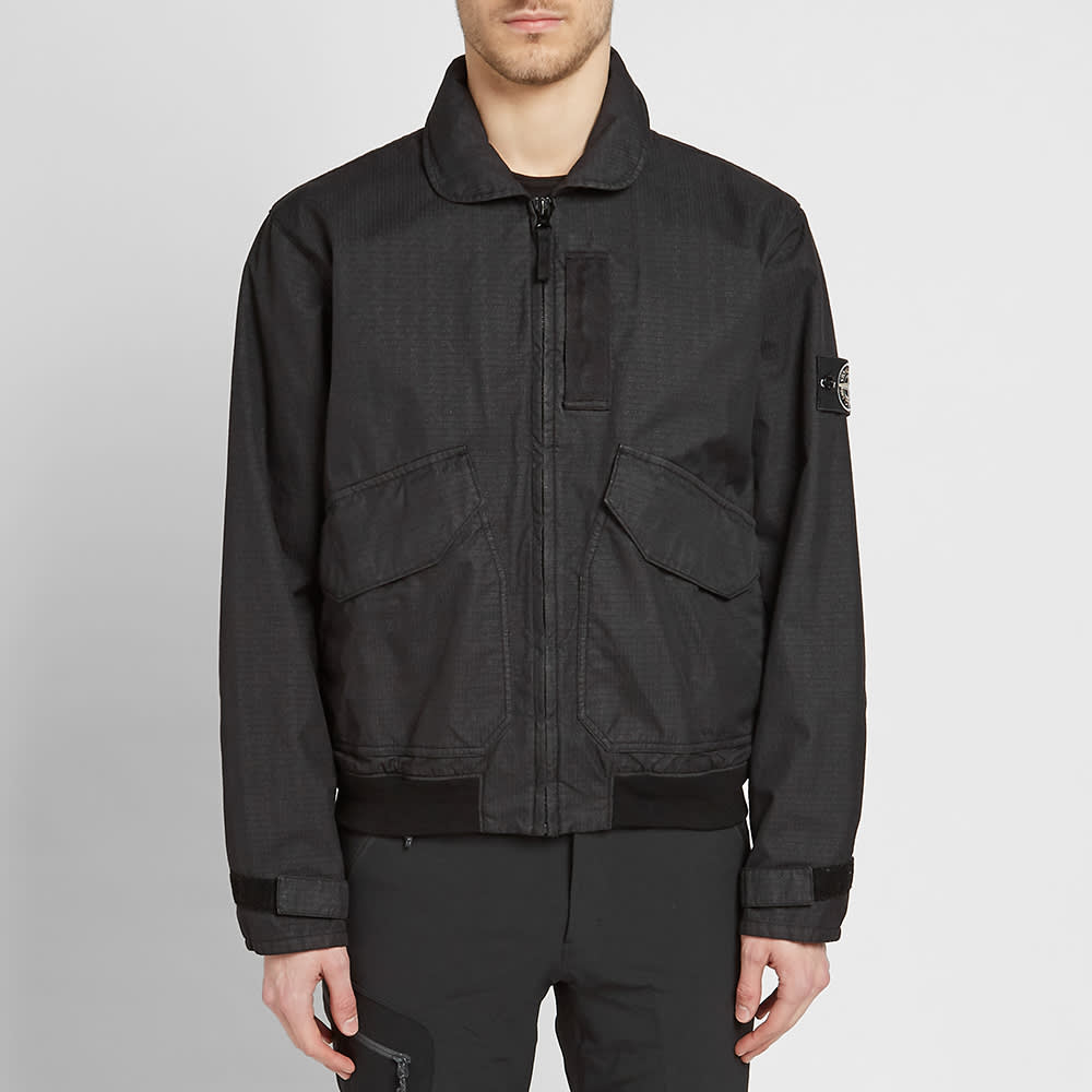 Stone Island Reflective Weave Zip Bomber Jacket Black END. (TW)