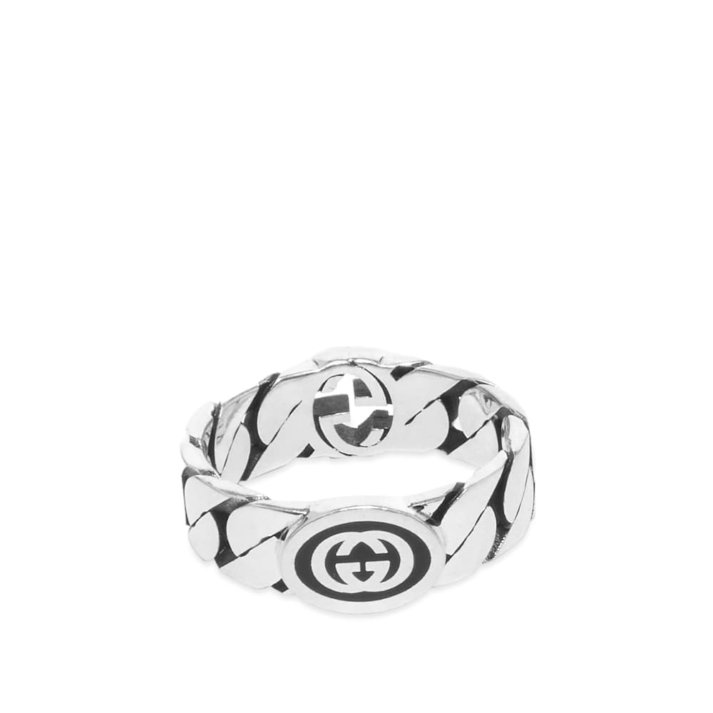 Gucci Interlocking G Enamel Ring Sterling Silver END. (SE)