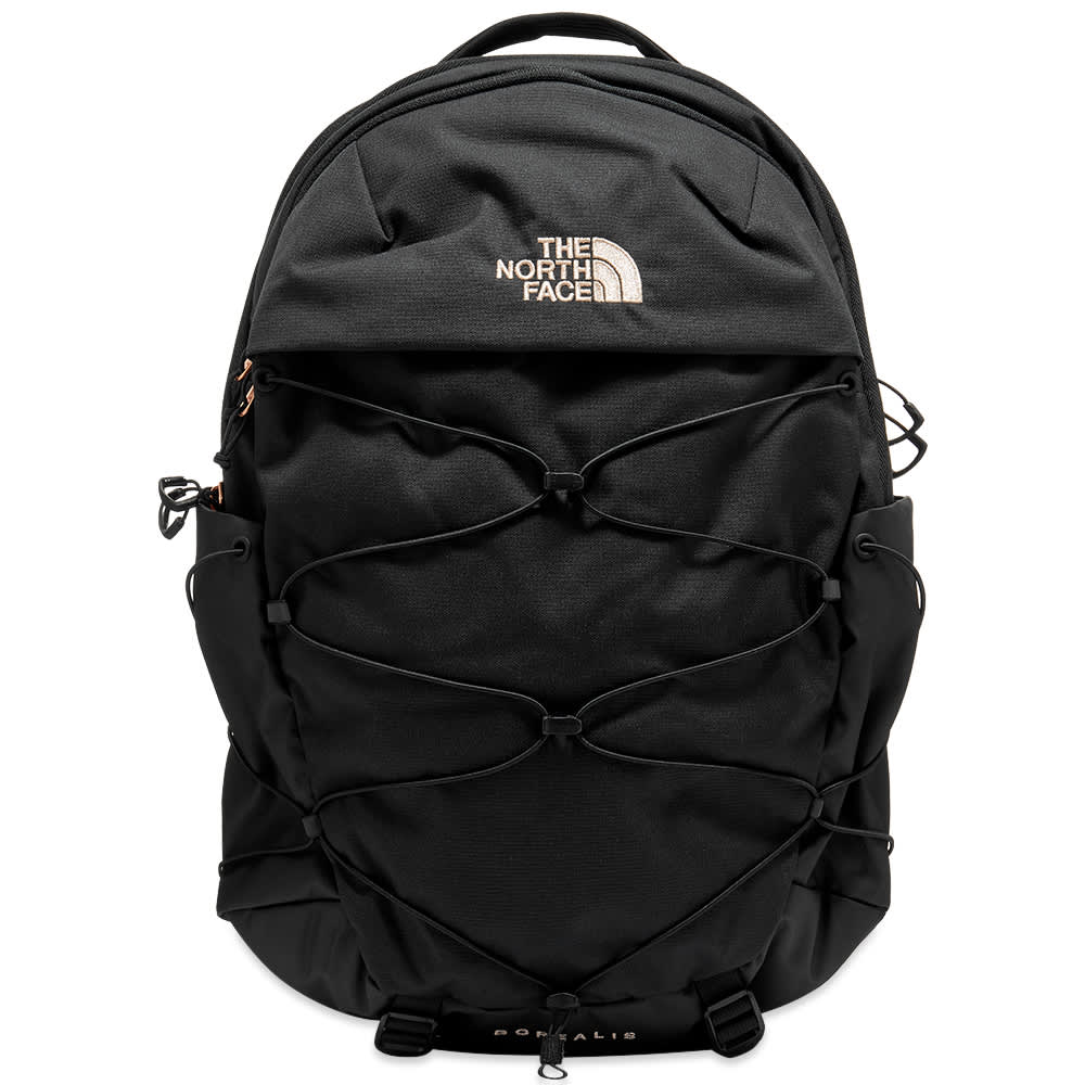north face borealis tnf black heather burnt coral metallic