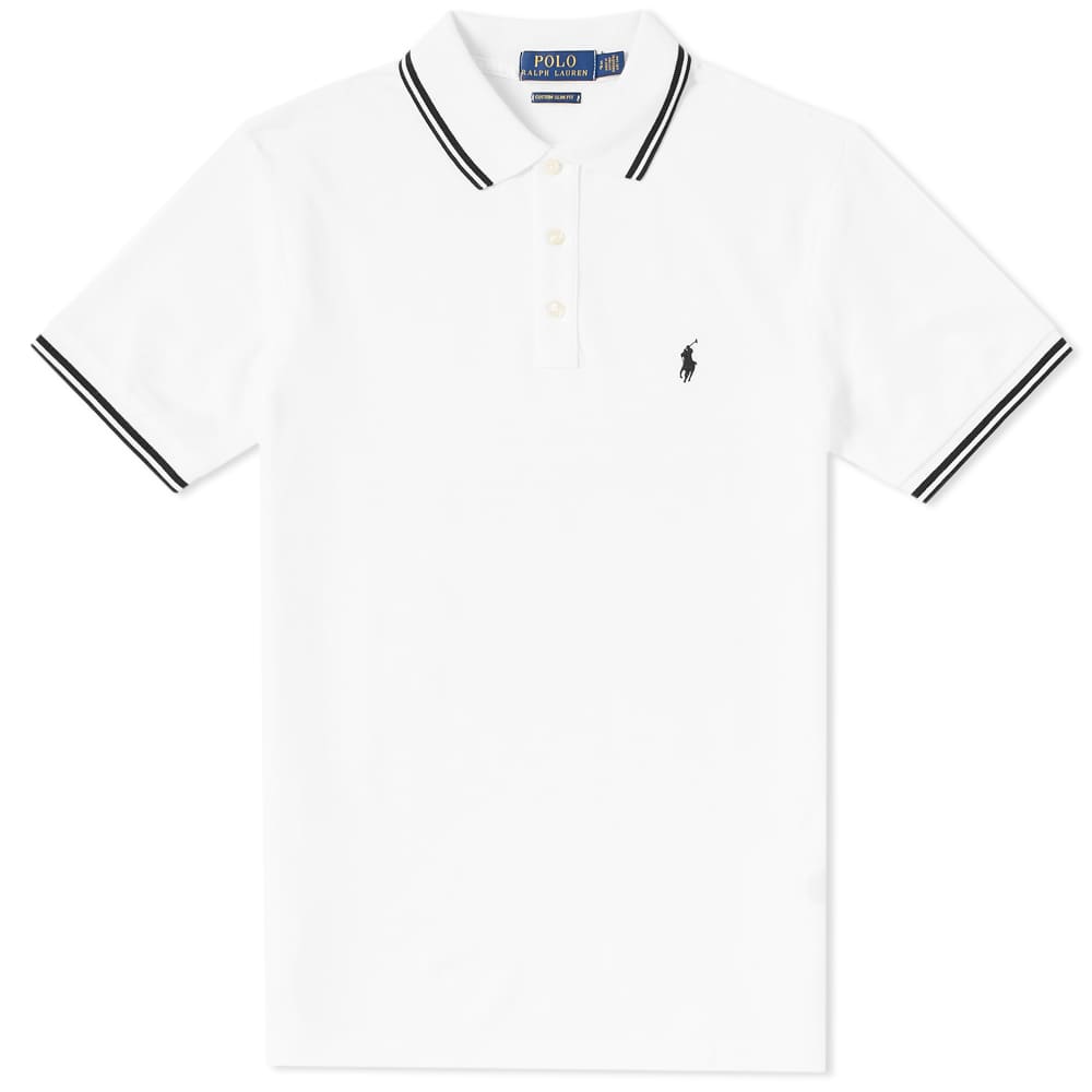 Polo Ralph Lauren Custom Fit Tipped Polo Black & White END. (UK)