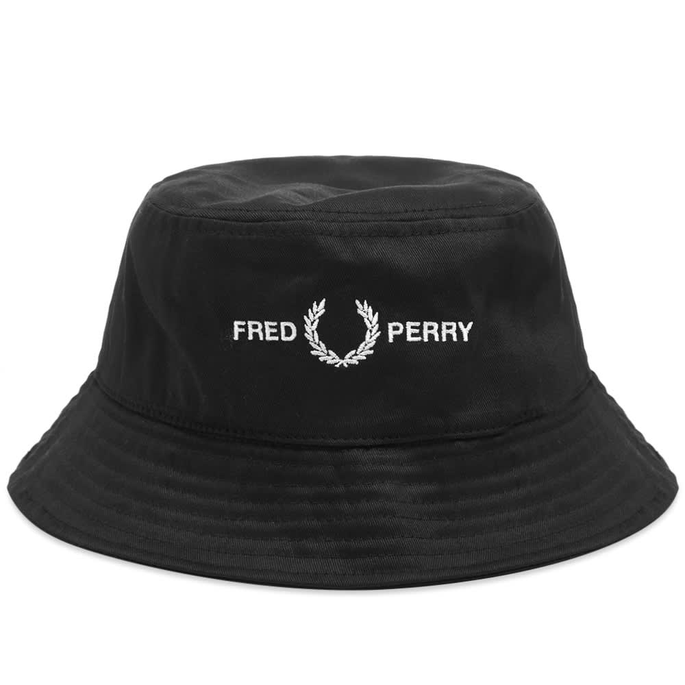Fred Perry Embroidered Logo Bucket Hat Black END. (AU)
