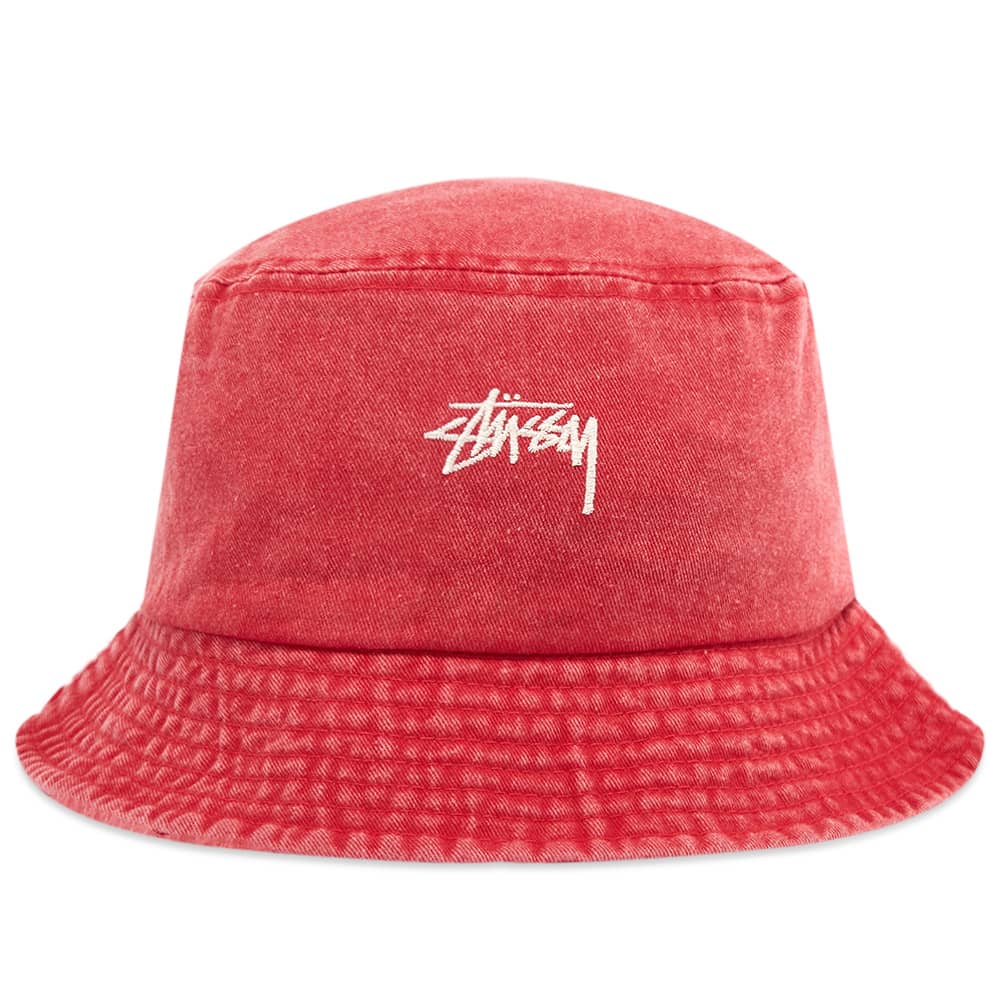 Stussy Stock Washed Bucket Hat Red END.