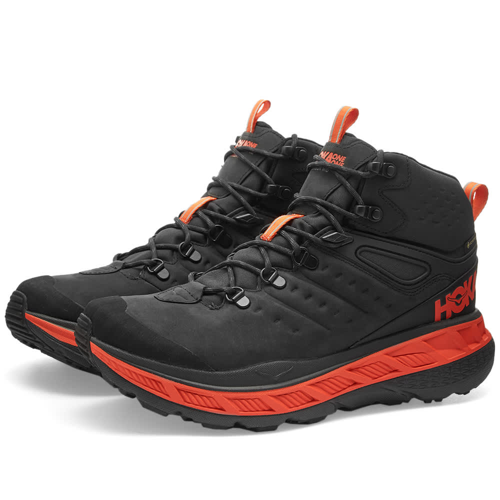 HOKA ONE ONE Stinson Mid GoreTex Anthracite & Mandarin Red END. (AU) HOKA ONE ONE Stinson Mid GoreTex Anthracite & Mandarin Red END. (AU)