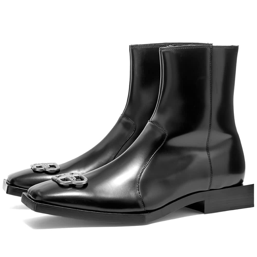 Balenciaga BB Leather Chelsea Boot Black & Nikel END.
