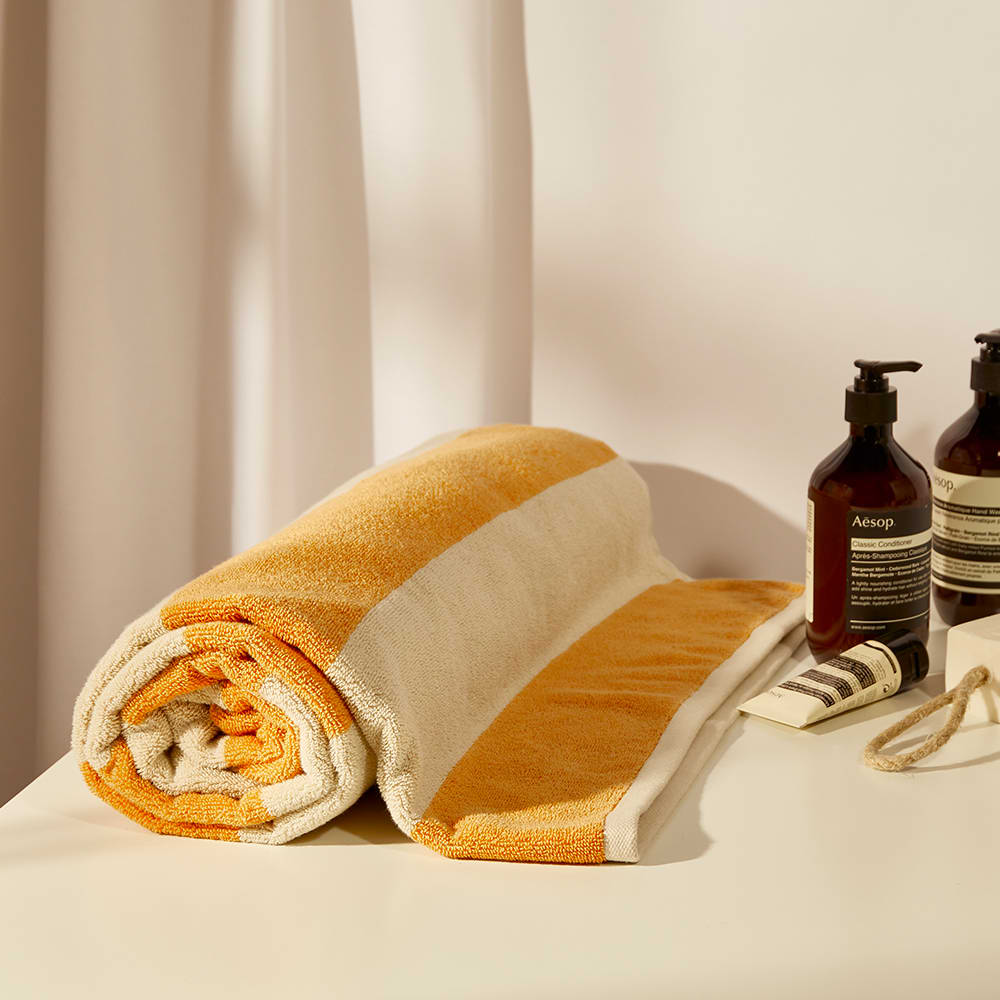 HAY Frotté Striped Bath Towel Warm Yellow END. (UK)